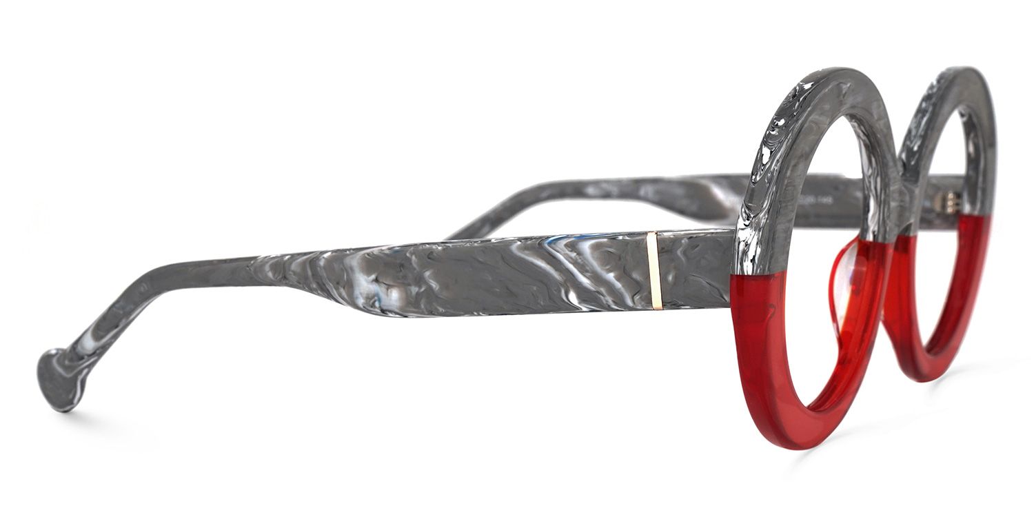 Pardo Round Gray-Red Glasses | ZEELOOL Canada2