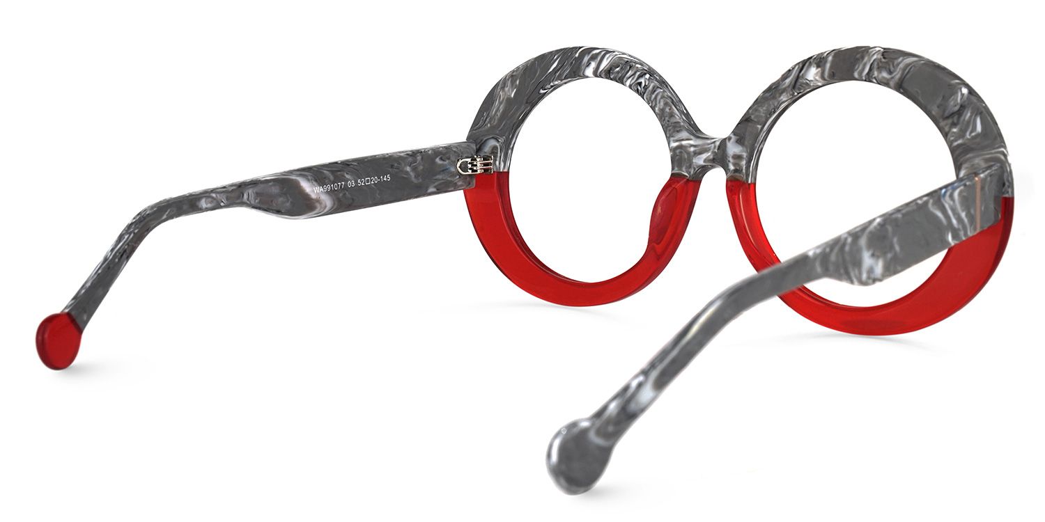 Pardo Round Gray-Red Glasses | ZEELOOL Canada3