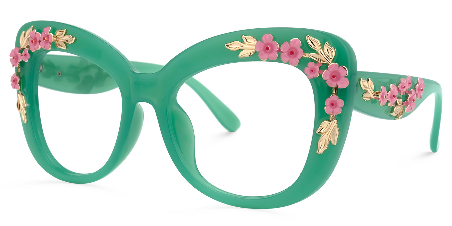 Verletta Cateye Green Glasses1