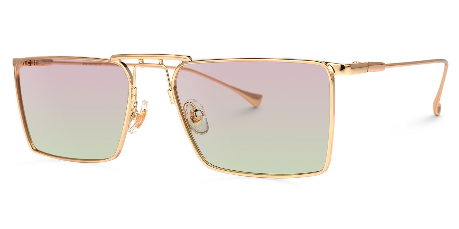 Adele Rectangle Rose-Gold Sunglasses | ZEELOOL Canada1