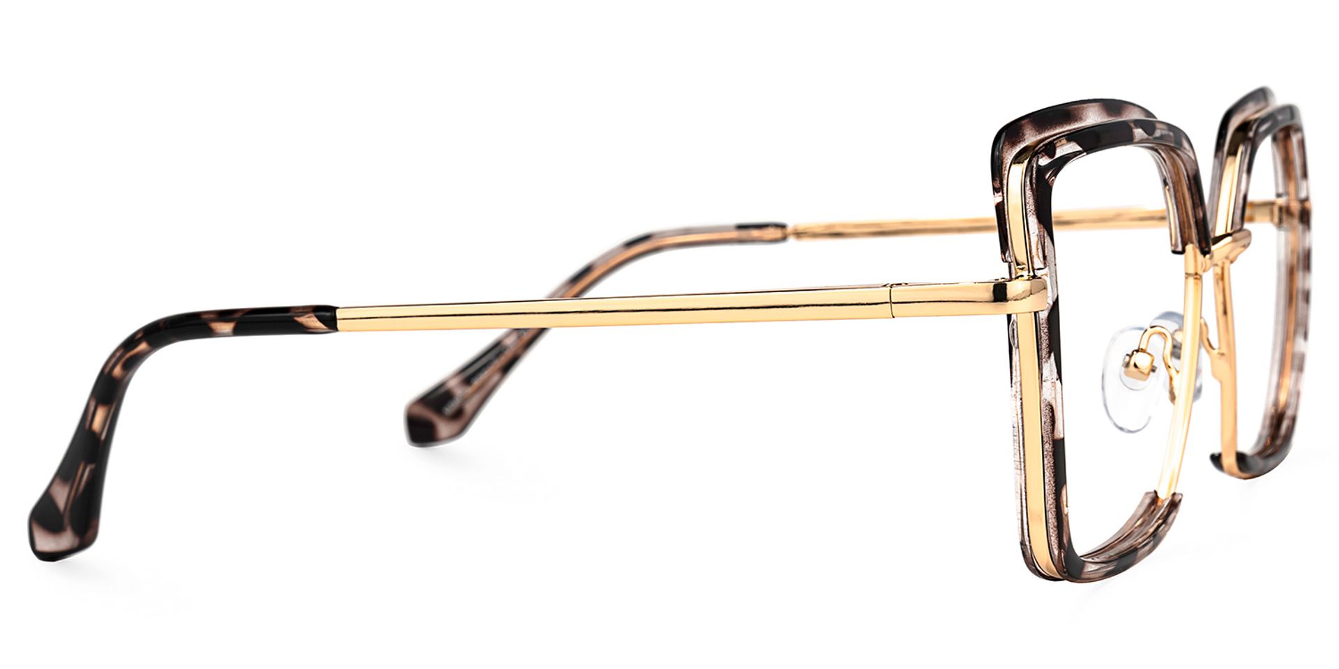 Cordaro Square Clear Tortoise Shell Glasses with Nose Pads3