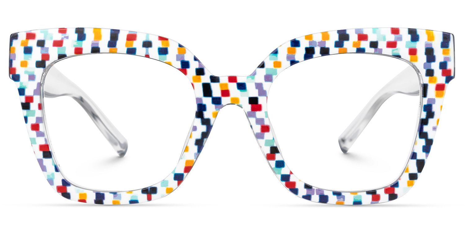 Malcolm Square Colorful-Point Frame Glasses | ZEELOOL Canada0