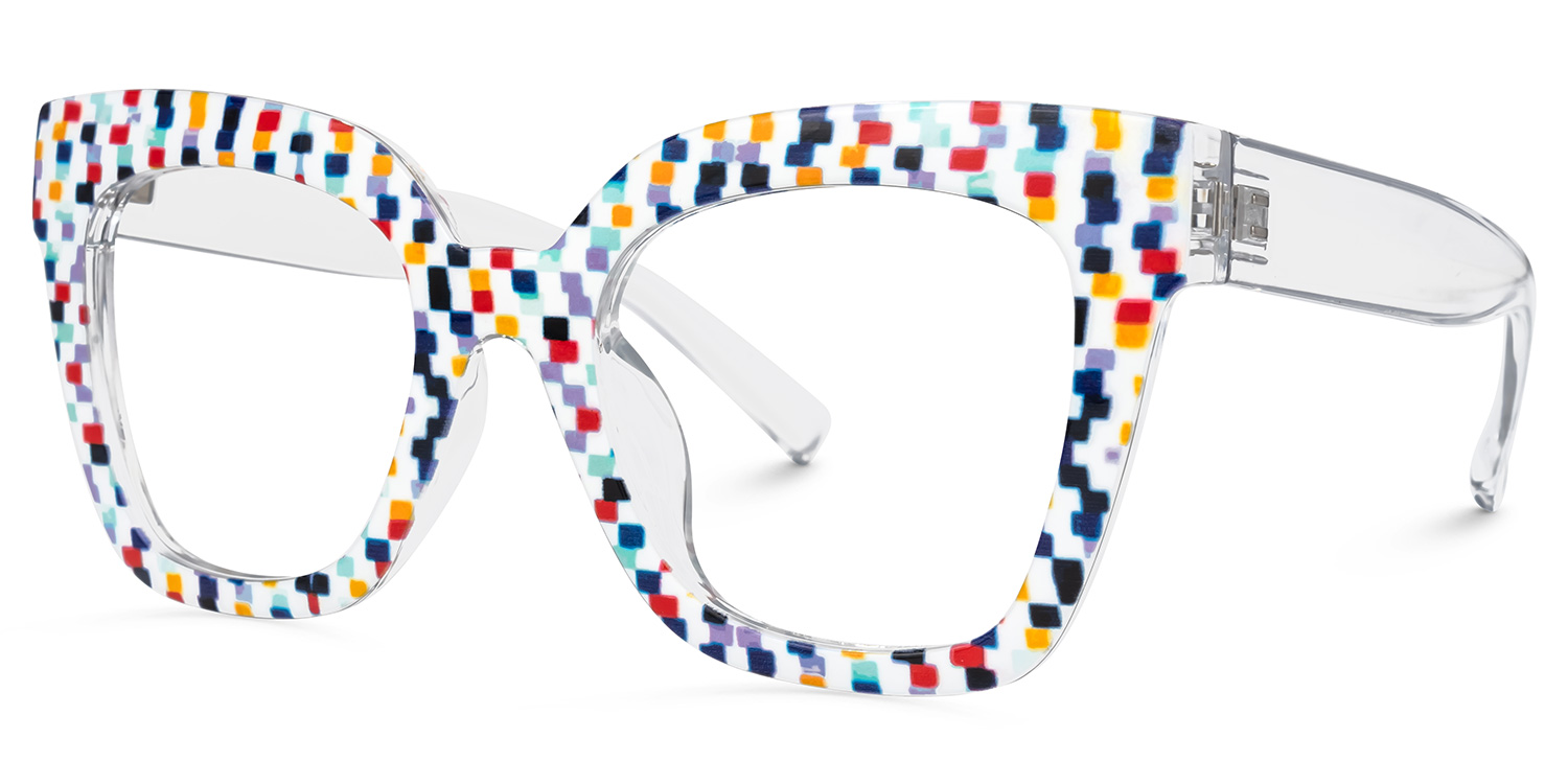 Malcolm Square Colorful-Point Frame Glasses | ZEELOOL Canada1
