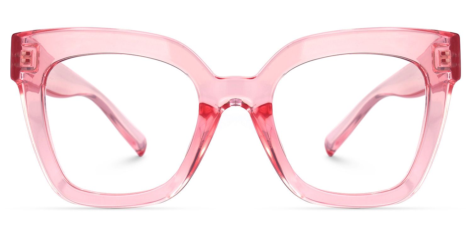 Malcolm Pink Translucent Glasses with Square Frames0