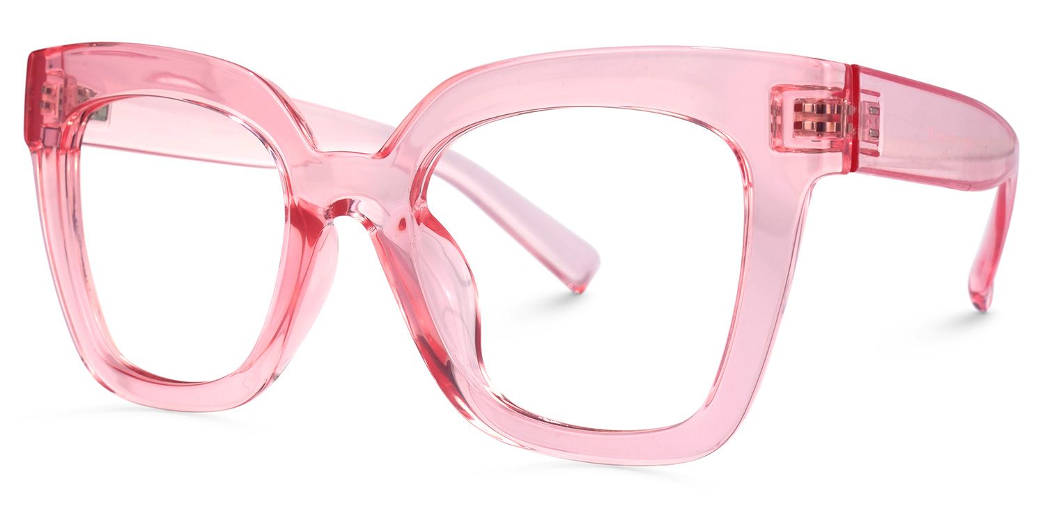 Malcolm Pink Translucent Glasses with Square Frames1
