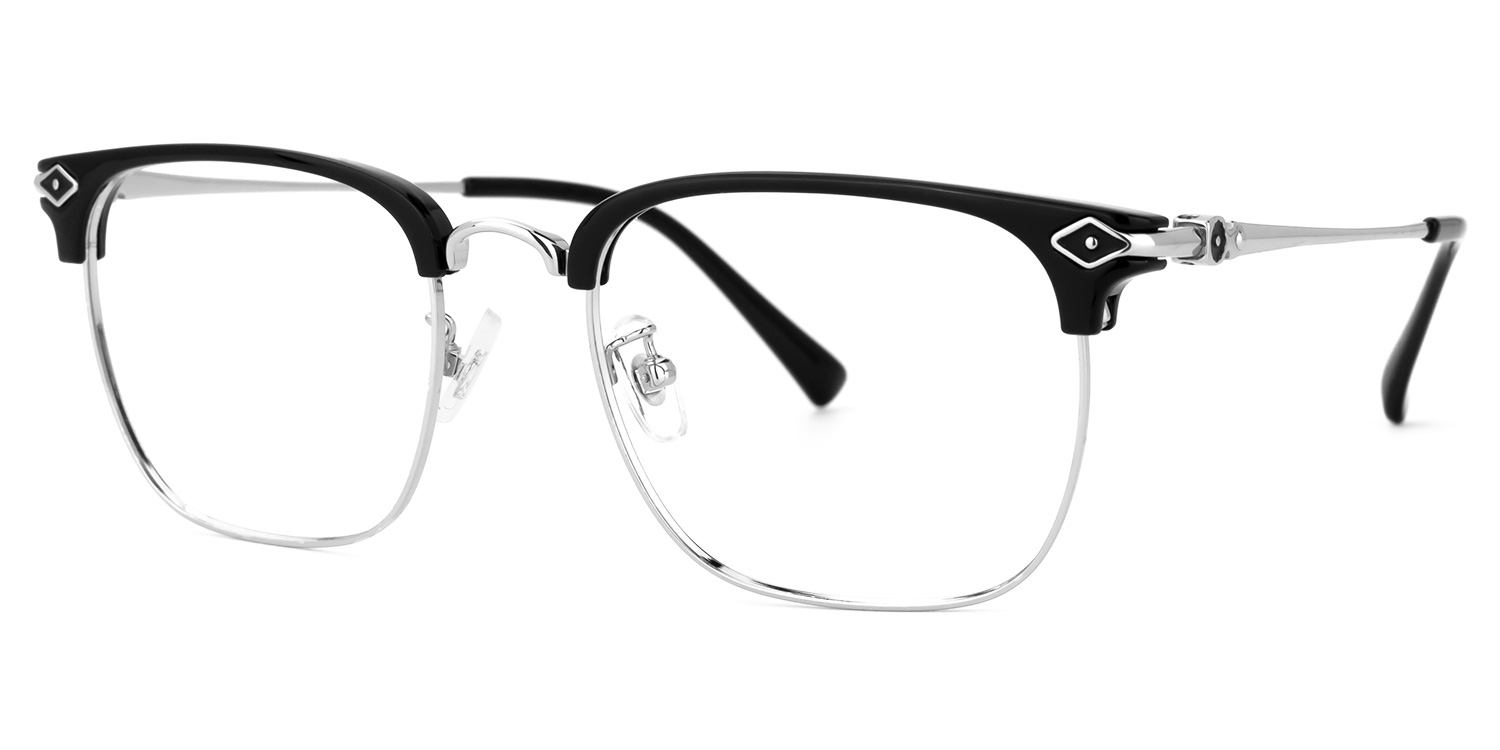 Hixson Browline Silver Glasses | ZEELOOL Canada1