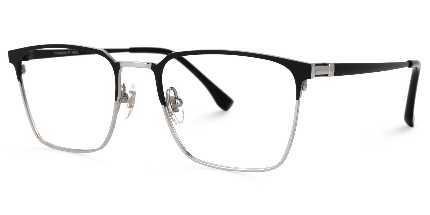 Khadajah Square Black-Silver Glasses | ZEELOOL Canada1