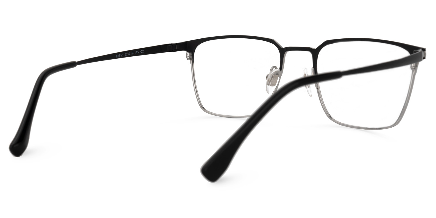 Khadajah Square Black-Silver Glasses | ZEELOOL Canada3