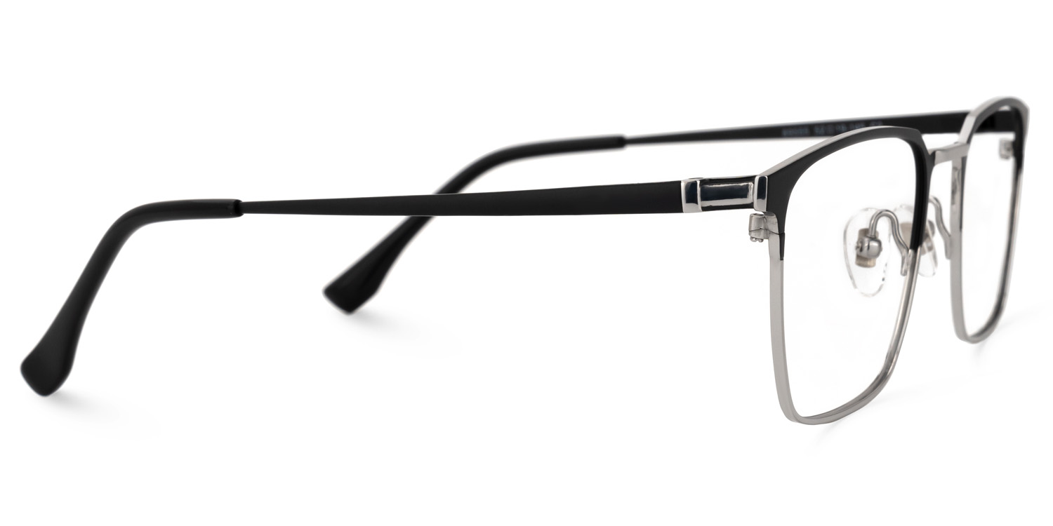 Khadajah Square Black-Silver Glasses | ZEELOOL Canada2