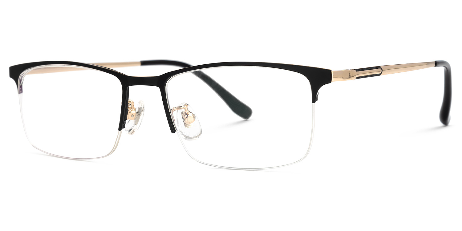 Shamblin Rectangle Black Glasses | ZEELOOL Canada1