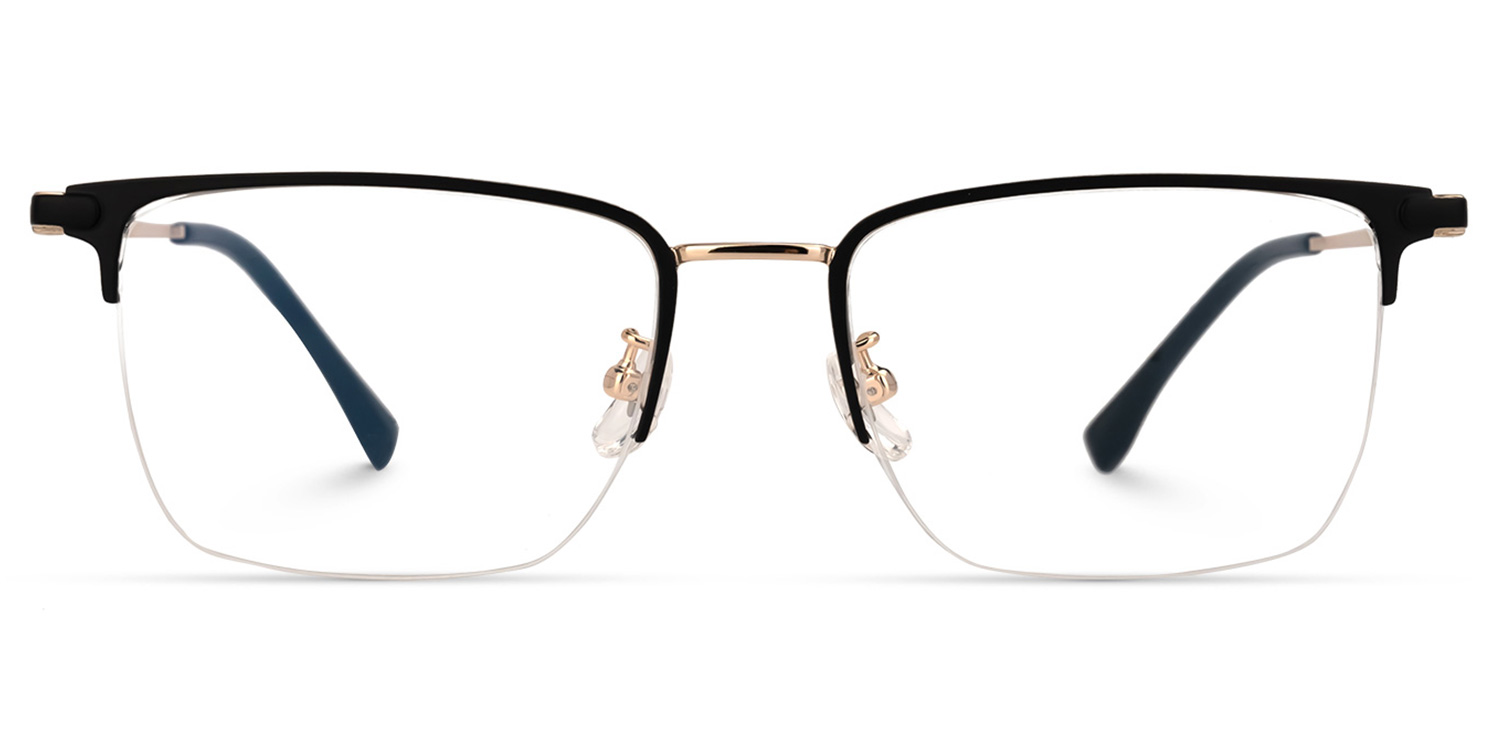 Delfina Rectangle Black-Gold Glasses0