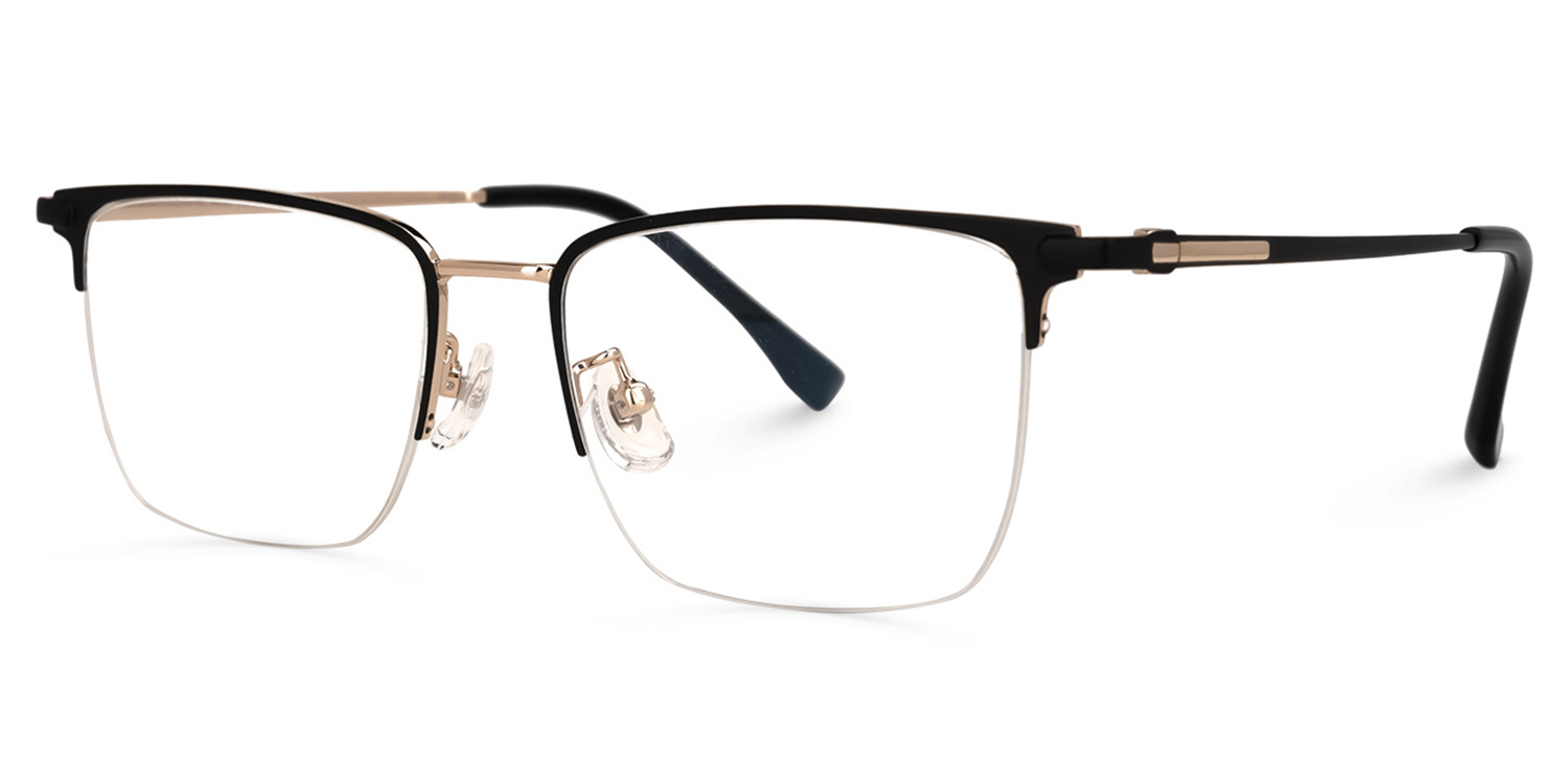 Delfina Rectangle Black-Gold Glasses | ZEELOOL Canada1