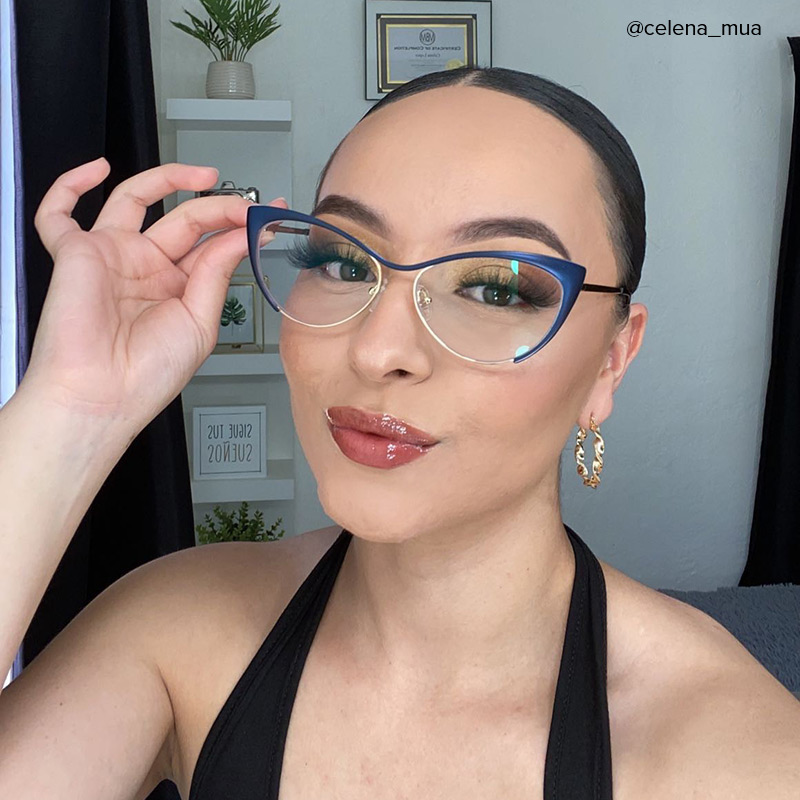 Cateye Dark Blue Glasses | ZEELOOL Canada4