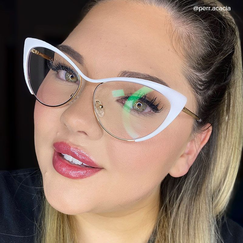 Ellen Cateye White Wire Frame Glasses and Eyeglasses8