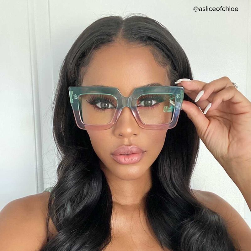 Brandon Square Green-Pink Oversized Frame Glasses6