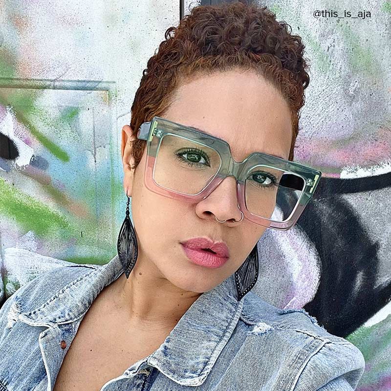 Brandon Square Green-Pink Oversized Frame Glasses11
