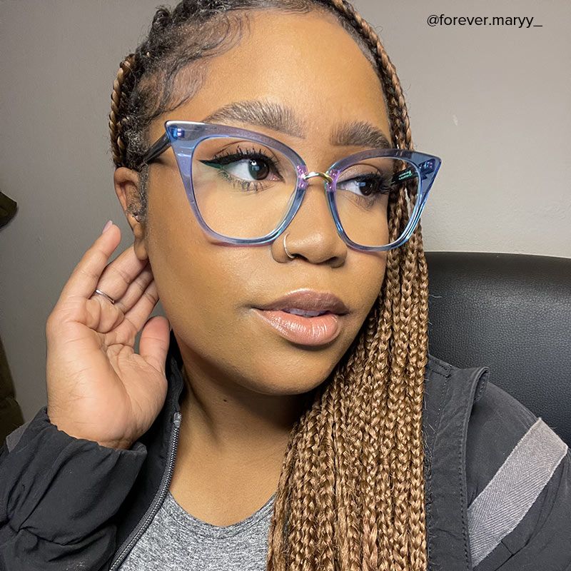 Martha Cat Eye Light-Blue Glasses | ZEELOOL Canada12