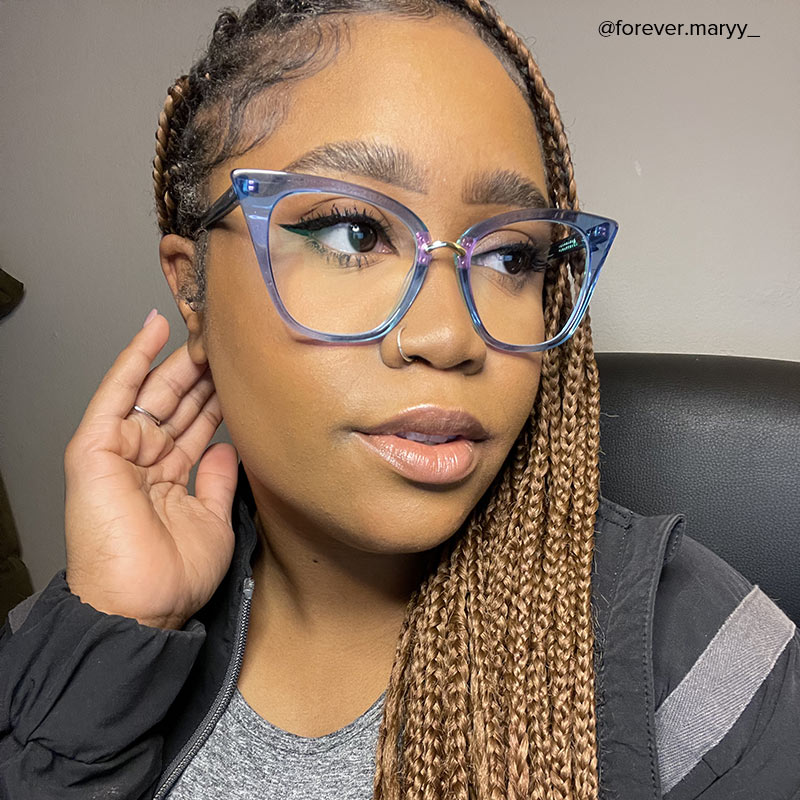 Martha Cat Eye Light-Blue Glasses | ZEELOOL Canada12