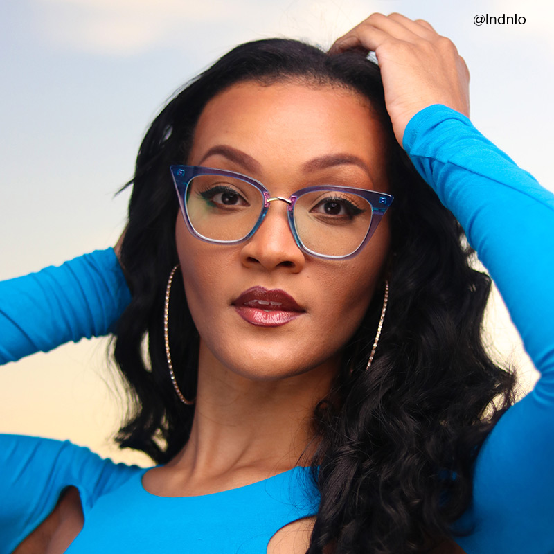 Martha Cat Eye Light-Blue Glasses | ZEELOOL Canada10