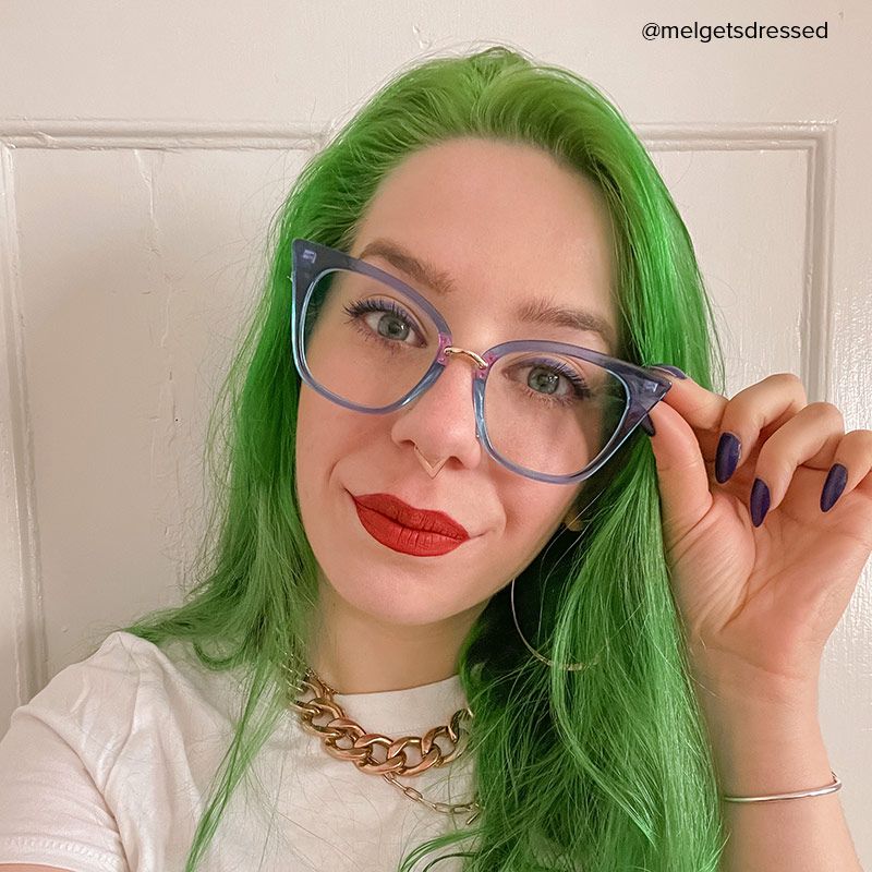 Martha Cat Eye Light-Blue Glasses | ZEELOOL Canada6