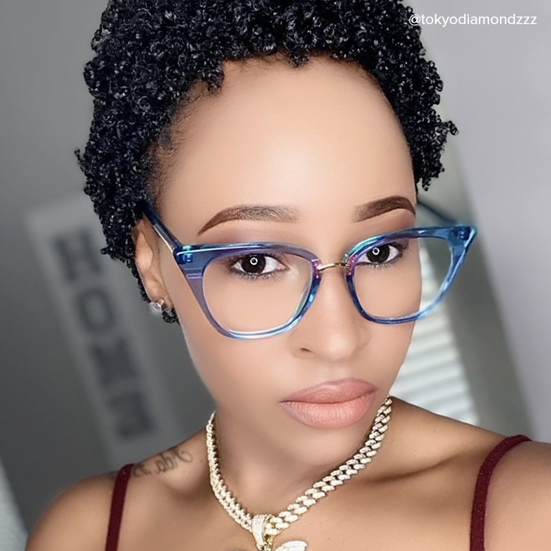 Martha Cat Eye Light-Blue Glasses | ZEELOOL Canada7