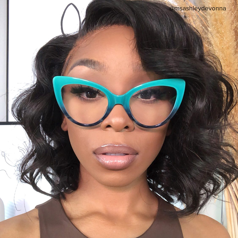 ZEELOOL Claudette Cat Eye Blue-Green Glasses