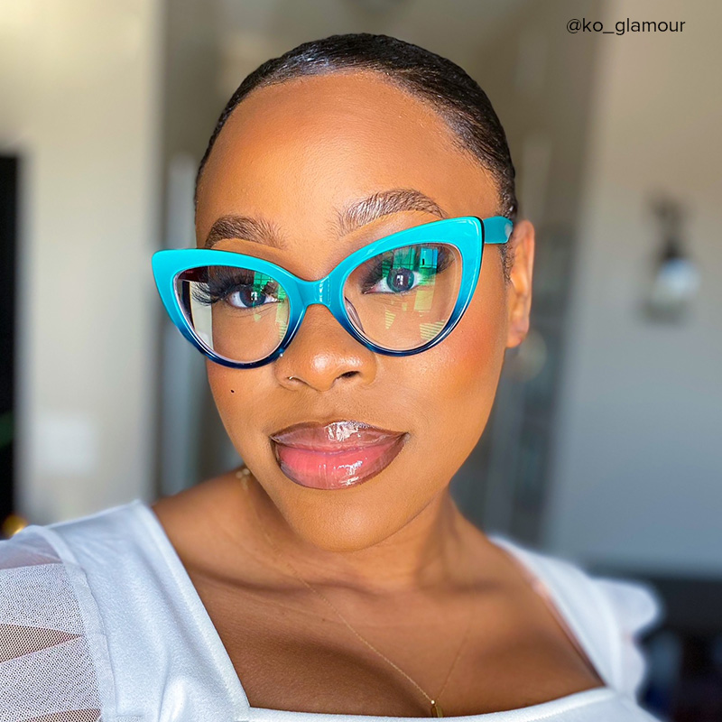 Claudette Cat Eye Blue-Green Glasses7
