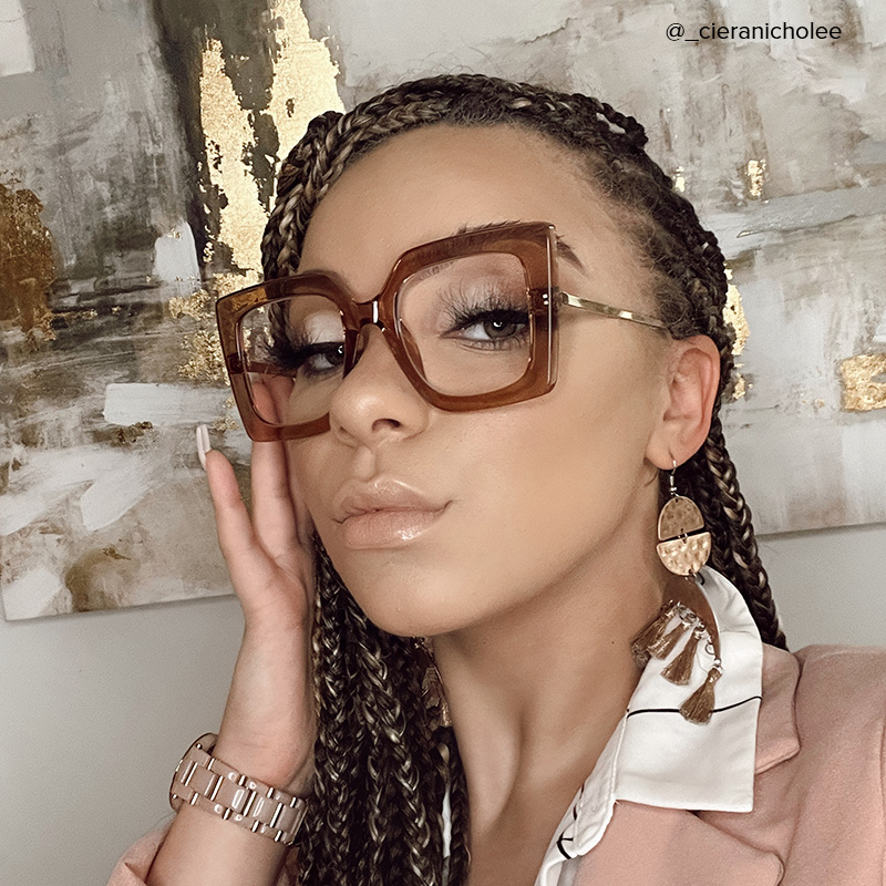 Qatar Square Champagne Eyeglasses and Thick Frames7