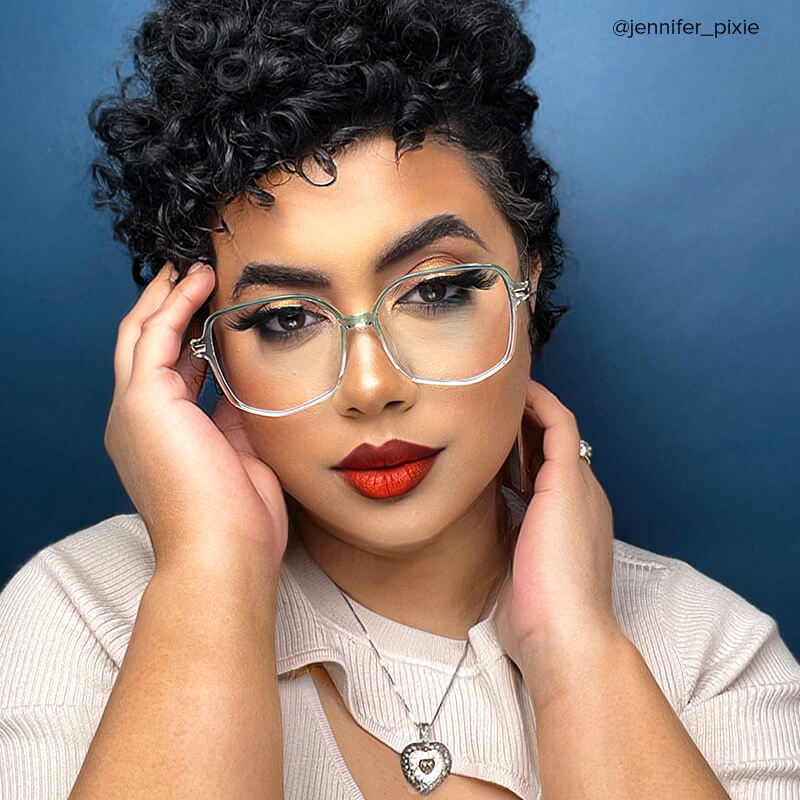 Payton Green Geometric Frame Glasses | ZEELOOL Canada7