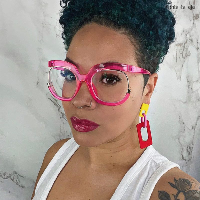 Darice Pink Round Transparent Semi-Frame Glasses | ZEELOOL Canada4
