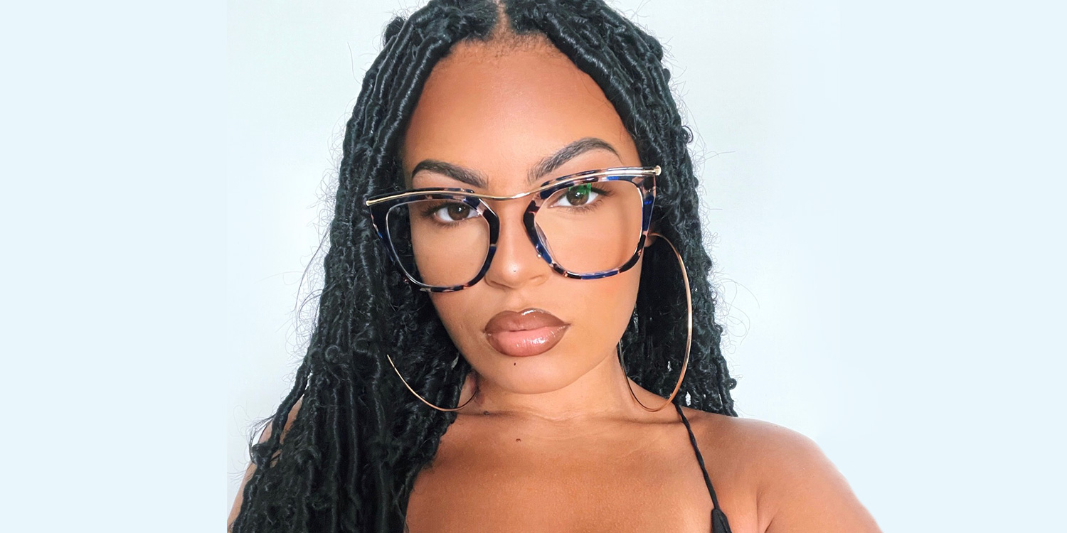 Yadiel Geometric Blue-Floral Glasses | ZEELOOL Canada1