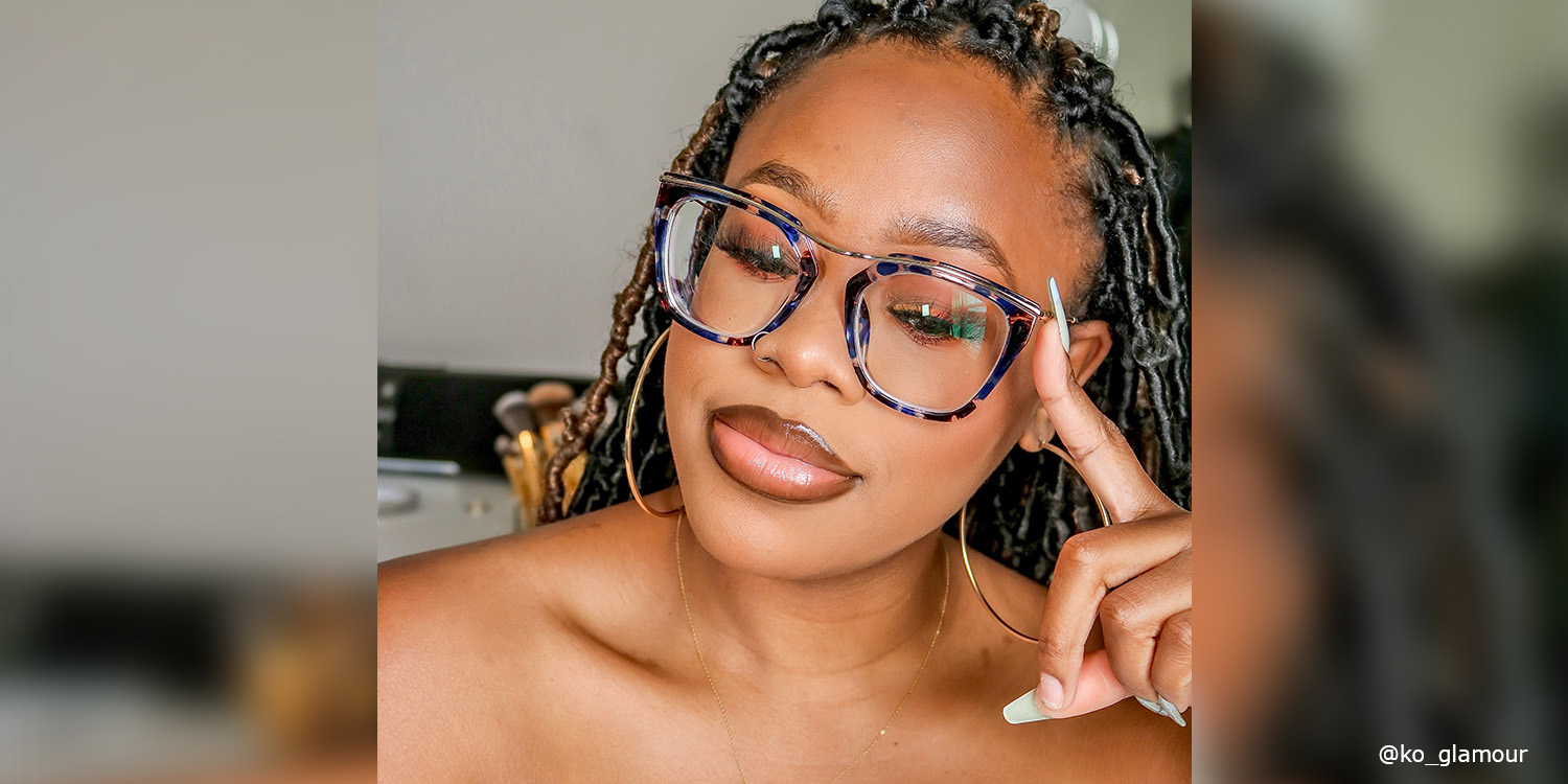 Yadiel Geometric Blue-Floral Glasses | ZEELOOL Canada3