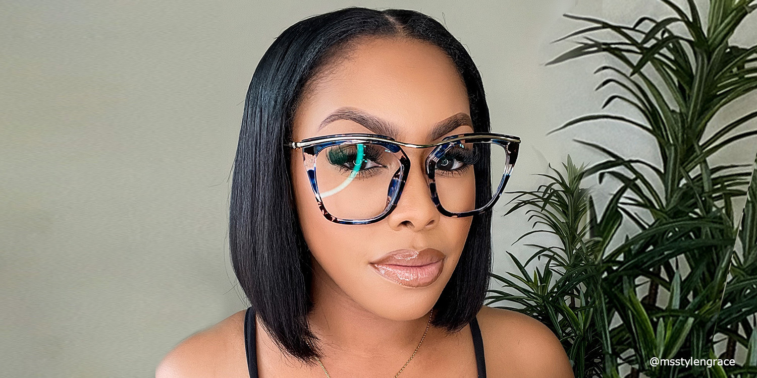 Yadiel Geometric Blue-Floral Glasses | ZEELOOL Canada2