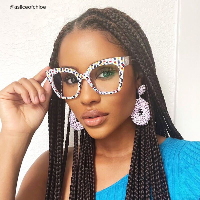 Malcolm Square Colorful-Point Frame Glasses | ZEELOOL Canada4