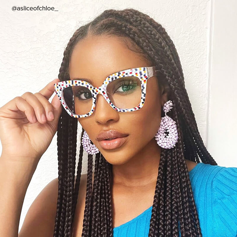 Malcolm Square Colorful-Point Frame Glasses | ZEELOOL Canada4