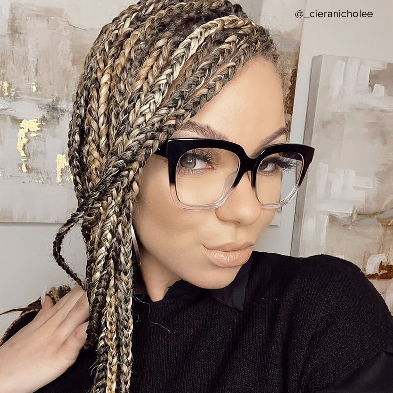 Xion Square Black to Clear Gradient Glasses5