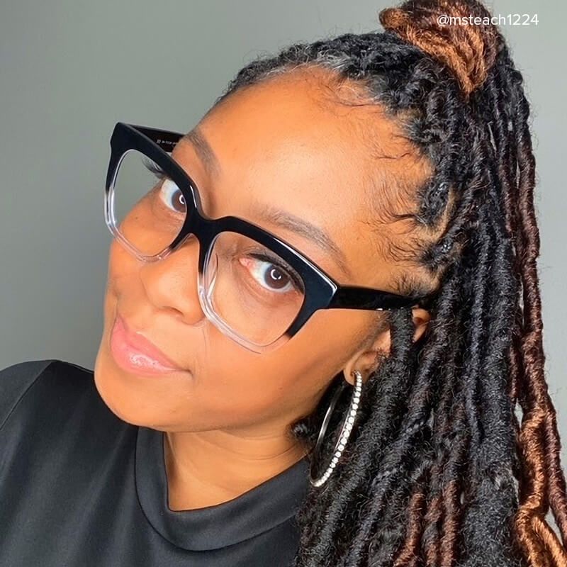 Xion Square Black to Clear Gradient Glasses Ombre Frames6