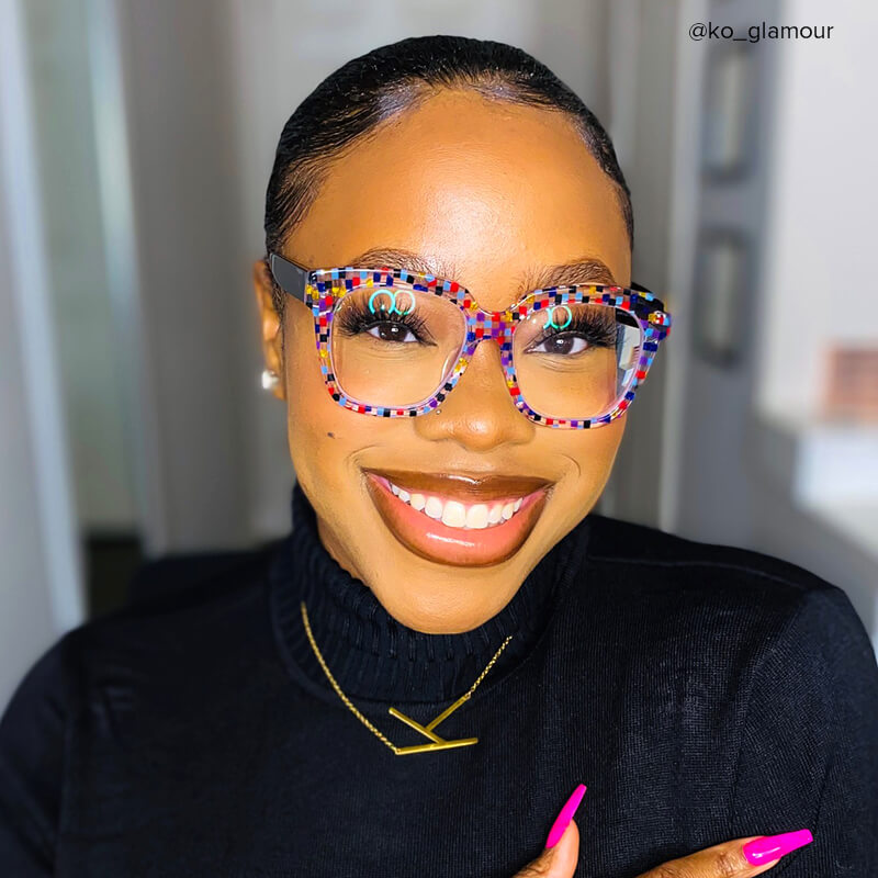 Xion Square Colorful-Point Glasses6