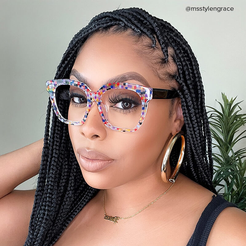 Xion Square Colorful-Point Glasses