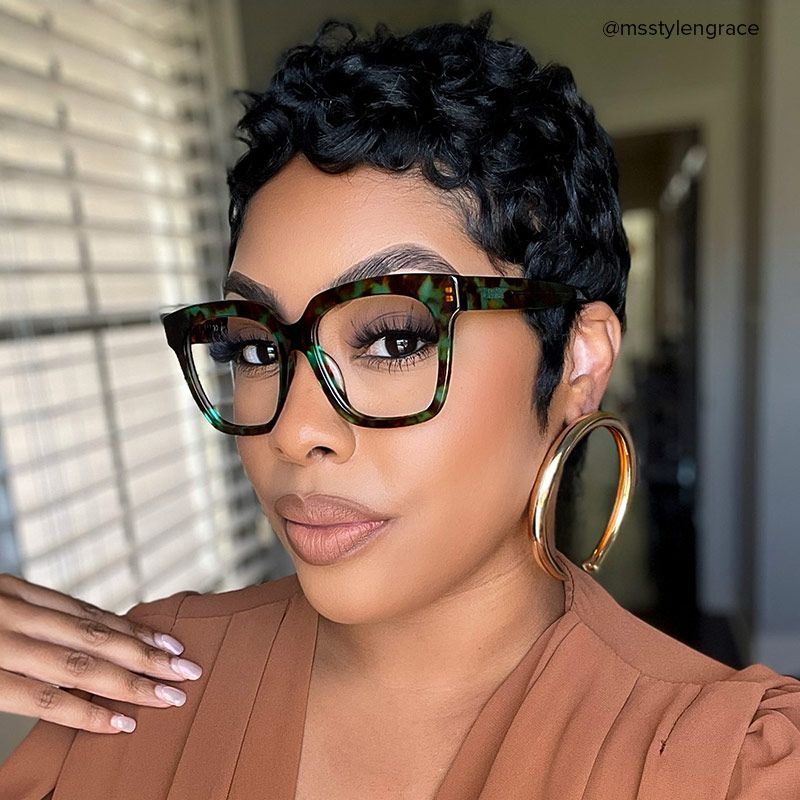 Xion Green-Tortoise Square Frames Glasses | ZEELOOL Canada4