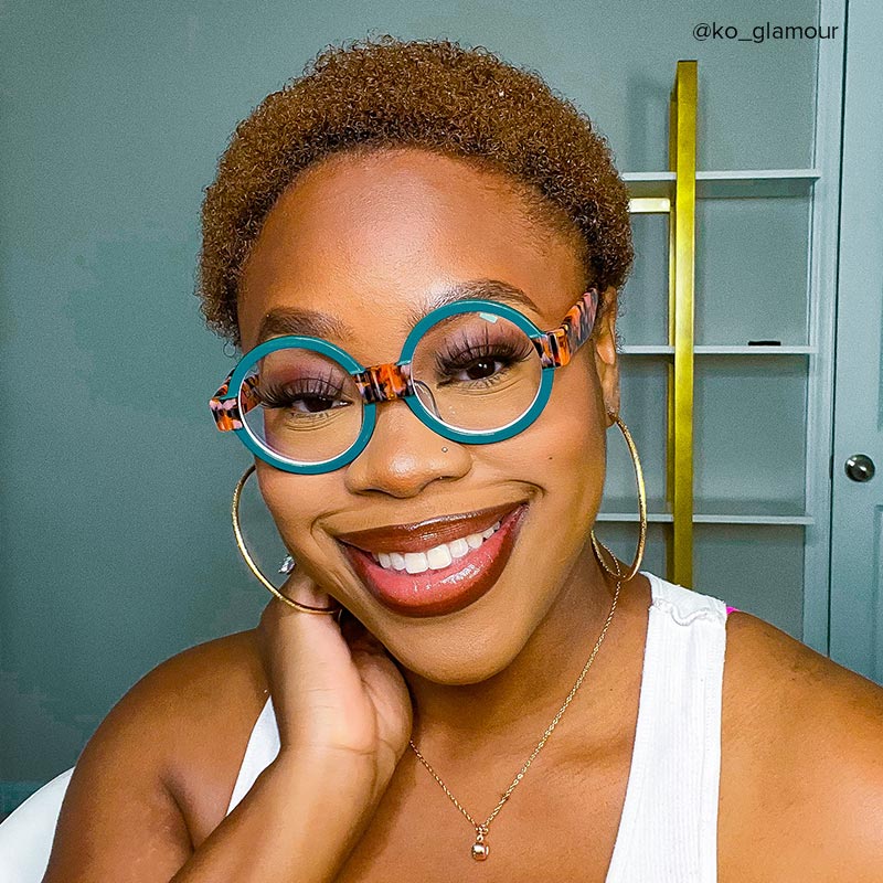 Lindsey Round Blue Frame Glasses | ZEELOOL Canada7