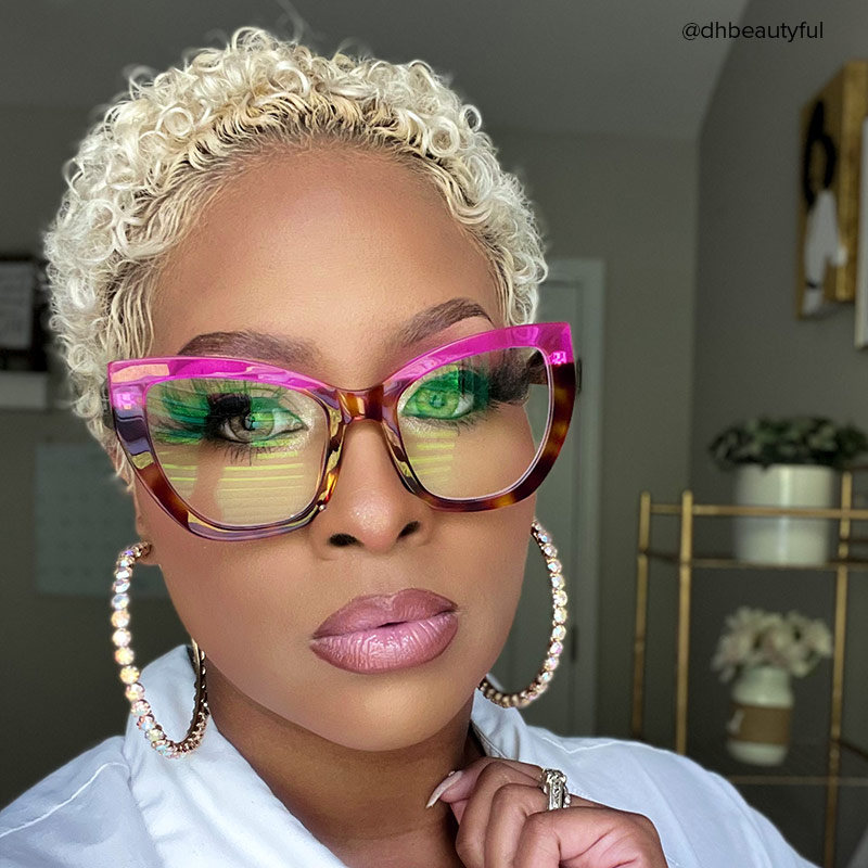 Shahdia Geometric Brown-Rose Red Frame Glasses | ZEELOOL Canada7