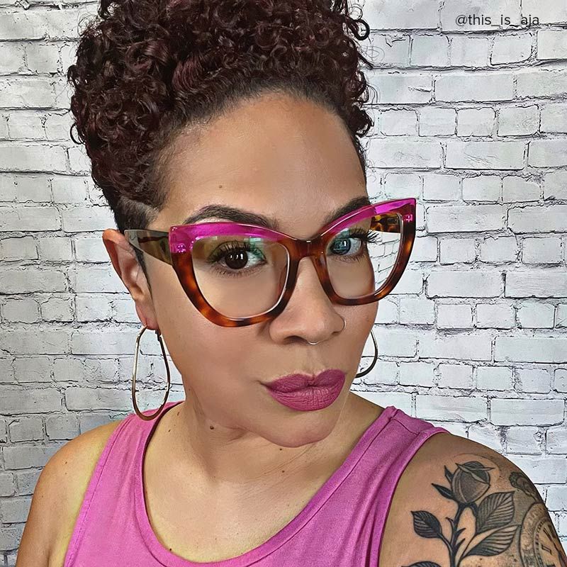 Shahdia Geometric Brown-Rose Red Frame Glasses | ZEELOOL Canada5