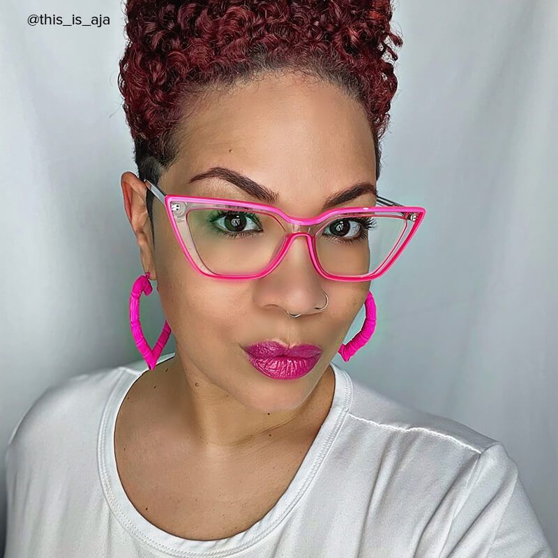Yosef Eyeglasses, Cyber Bright Pink Cat Eye Frame Glasses6