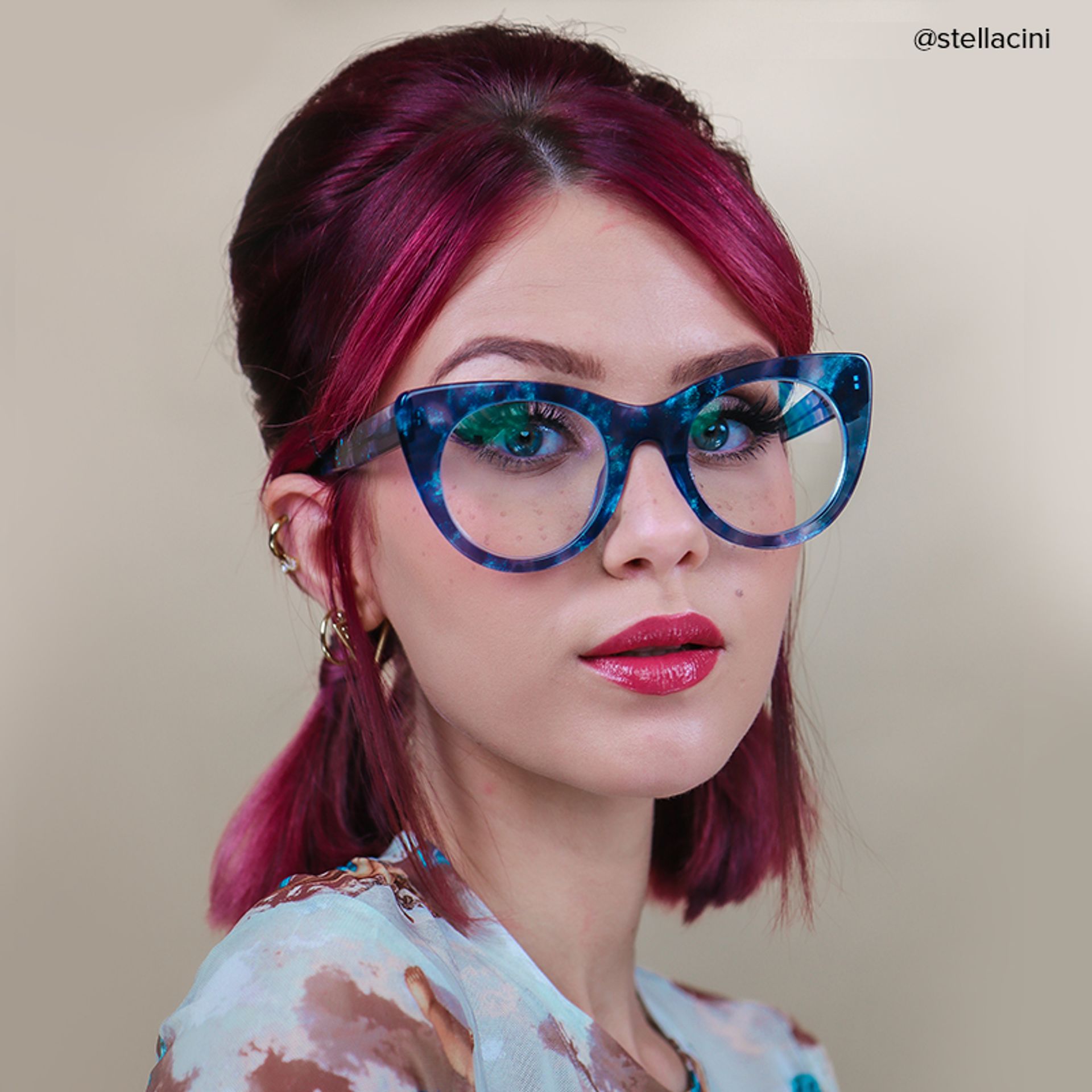 Starry Cateye Blue Frame Glasses | Zeelool Optical6