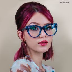 Starry Cateye Blue Glasses6