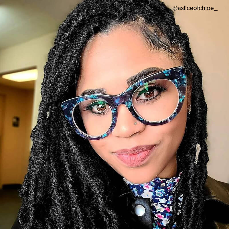 Starry Cateye Blue Frame Glasses | ZEELOOL Canada10