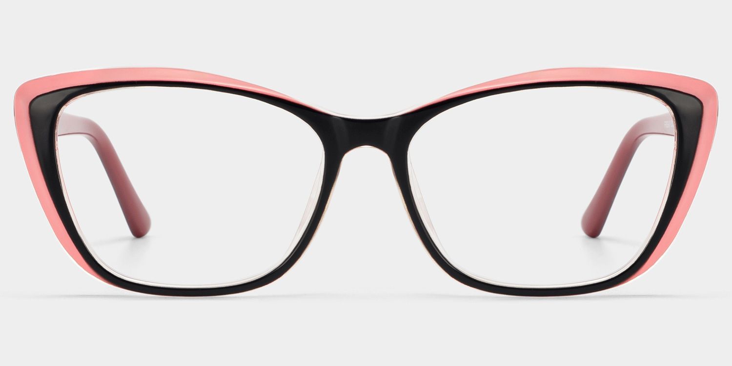 Fidelia Cat Eye Black and Pink Frame Glasses | ZEELOOL1