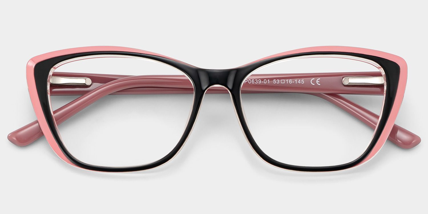 Fidelia Cat Eye Black and Pink Frame Glasses | ZEELOOL2