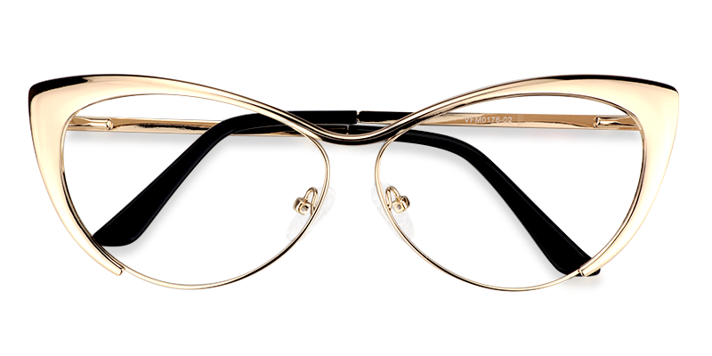 Ellen Cateye Gold Metal Frame Glasses for Women | ZEELOOL2